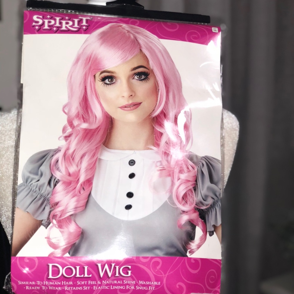 Doll Wig Pink Long Hair - Wig